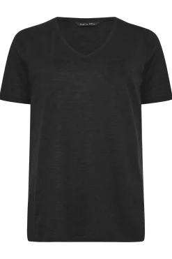M&Co Womens M&Co Black V-Neck Cotton T-Shirt
