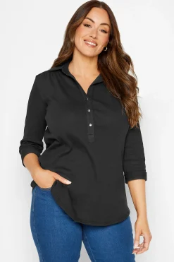 M&Co Womens M&Co Black V-Neck Half Placket Shirt