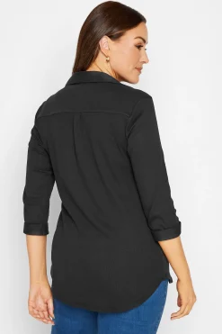 M&Co Womens M&Co Black V-Neck Half Placket Shirt