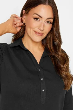 M&Co Womens M&Co Black V-Neck Half Placket Shirt