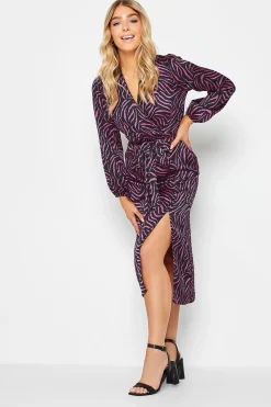 M&Co Womens M&Co Black Zebra Print Tie Belt Wrap Dress