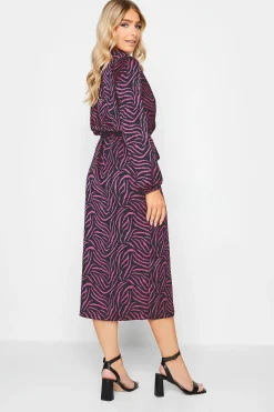 M&Co Womens M&Co Black Zebra Print Tie Belt Wrap Dress
