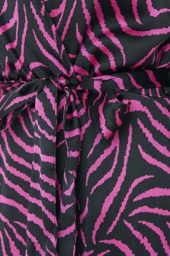 M&Co Womens M&Co Black Zebra Print Tie Belt Wrap Dress