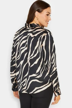M&Co Womens M&Co Black Zebra Print Wrap Front Blouse