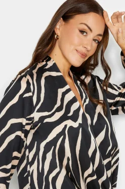 M&Co Womens M&Co Black Zebra Print Wrap Front Blouse