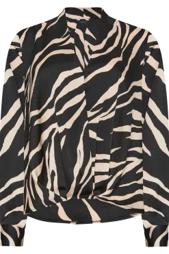 M&Co Womens M&Co Black Zebra Print Wrap Front Blouse