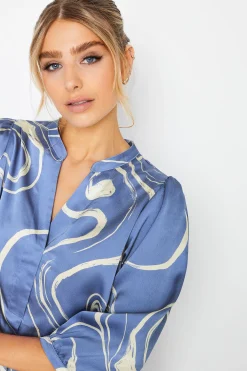 M&Co Womens M&Co Blue Abstract Print 3/4 Sleeve Blouse