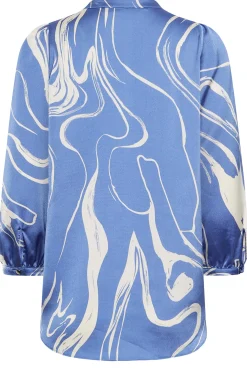 M&Co Womens M&Co Blue Abstract Print 3/4 Sleeve Blouse