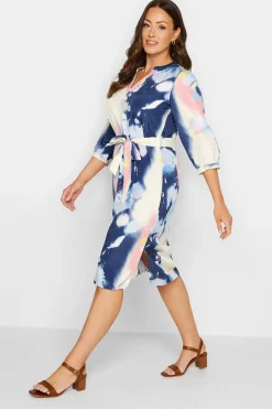 M&Co Womens M&Co Blue Abstract Print Tie Waist Tunic Dress