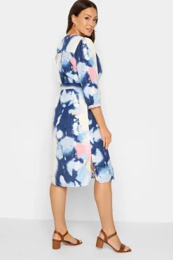 M&Co Womens M&Co Blue Abstract Print Tie Waist Tunic Dress