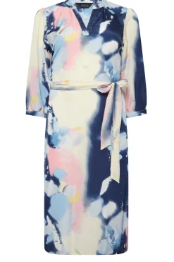 M&Co Womens M&Co Blue Abstract Print Tie Waist Tunic Dress