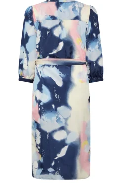 M&Co Womens M&Co Blue Abstract Print Tie Waist Tunic Dress