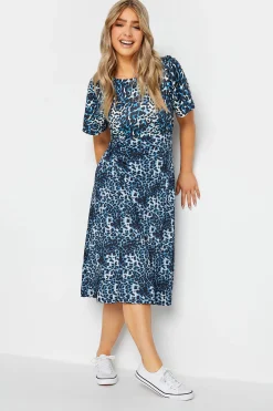 M&Co Womens M&Co Blue Animal Print Midi Dress