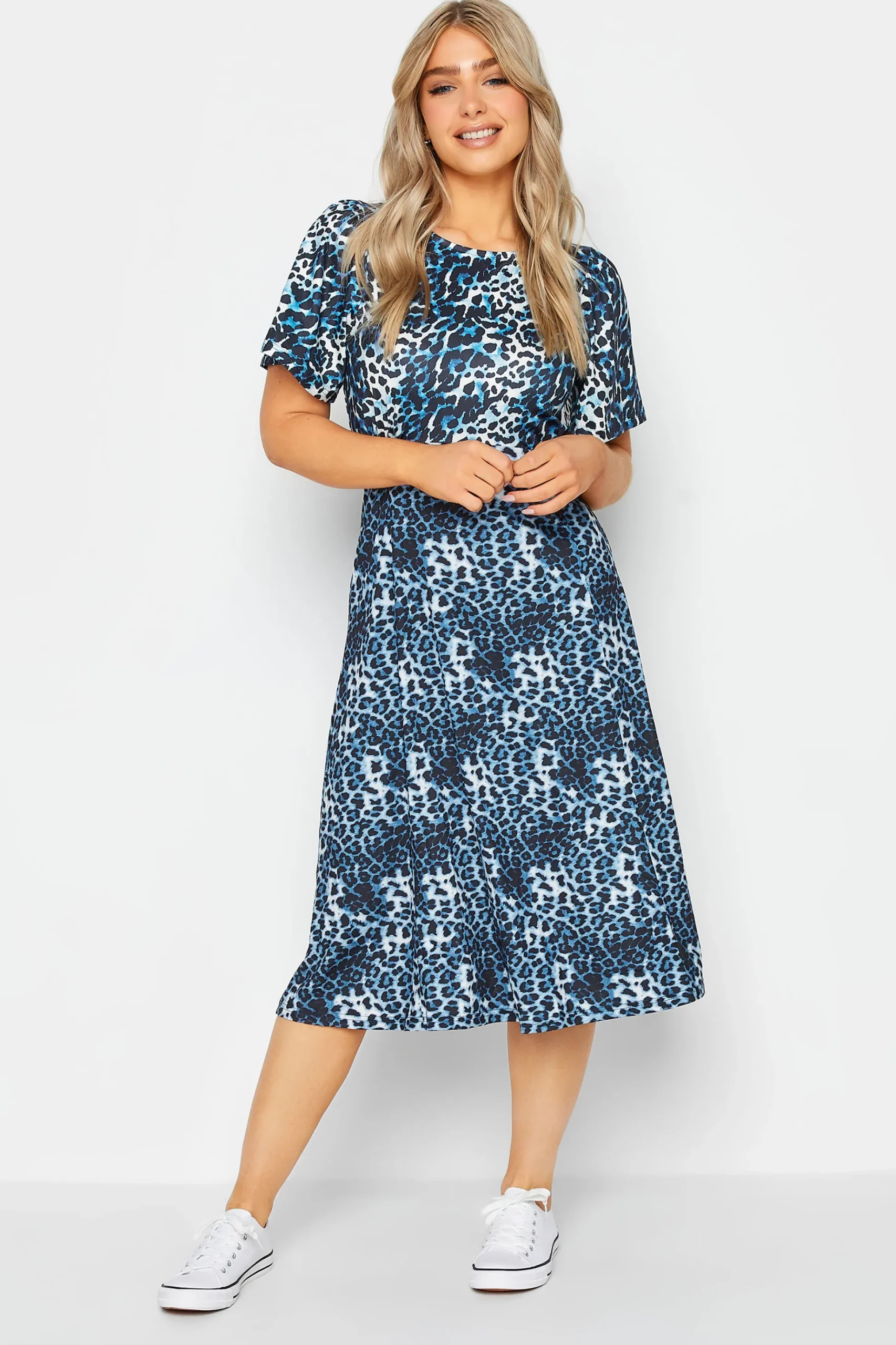 M&Co Womens M&Co Blue Animal Print Midi Dress