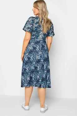 M&Co Womens M&Co Blue Animal Print Midi Dress