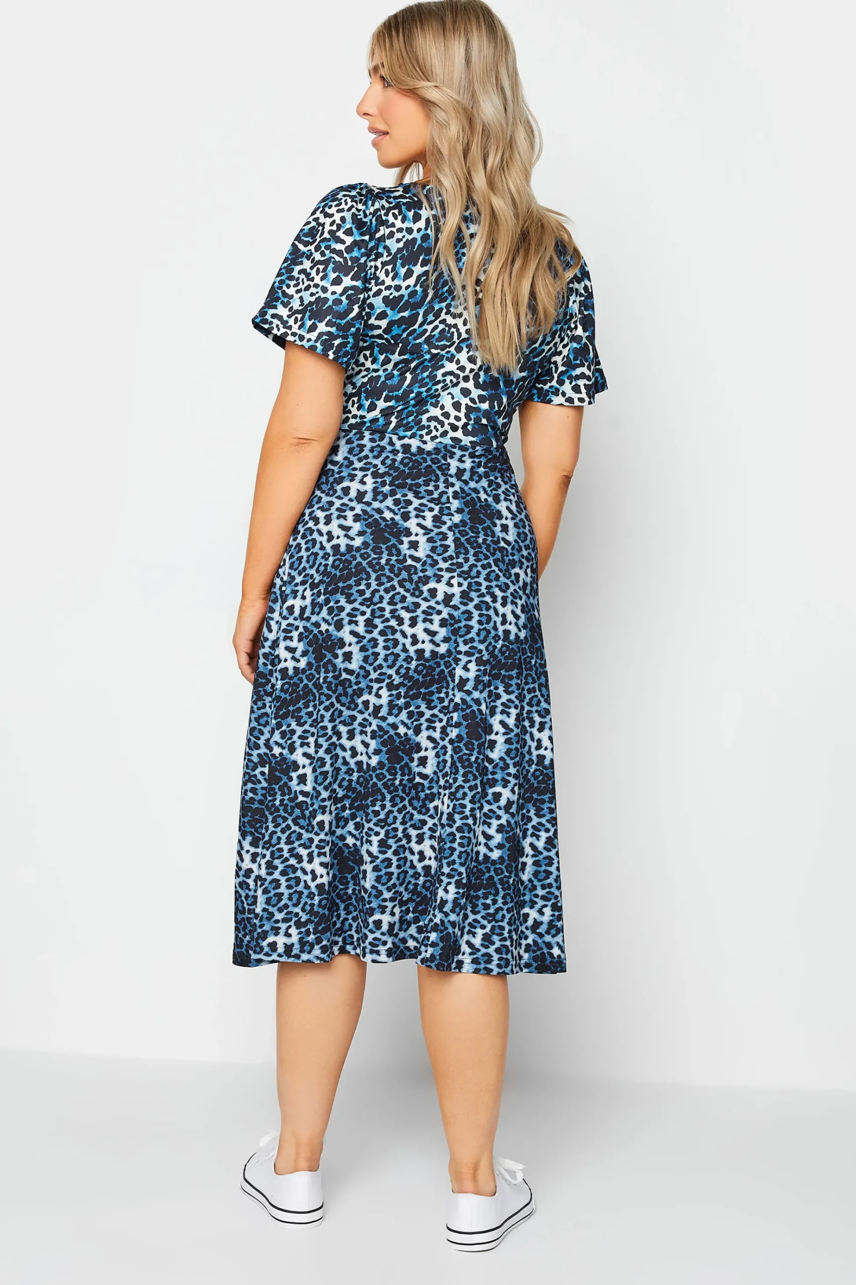 M&Co Womens M&Co Blue Animal Print Midi Dress