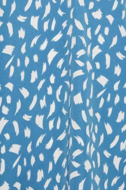 M&Co Womens M&Co Blue Brush Stroke Print Half Placket Shirt