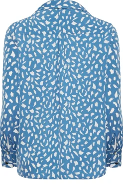 M&Co Womens M&Co Blue Brush Stroke Print Half Placket Shirt