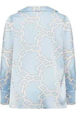 M&Co Womens M&Co Blue Chain Print Cowl Neck Satin Blouse