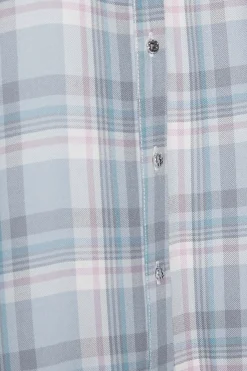 M&Co Womens M&Co Blue Check Grown On Sleeve Shirt