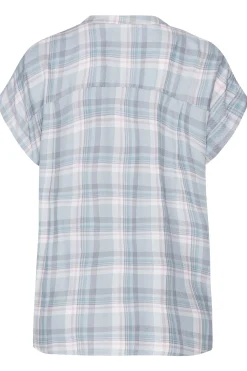 M&Co Womens M&Co Blue Check Grown On Sleeve Shirt