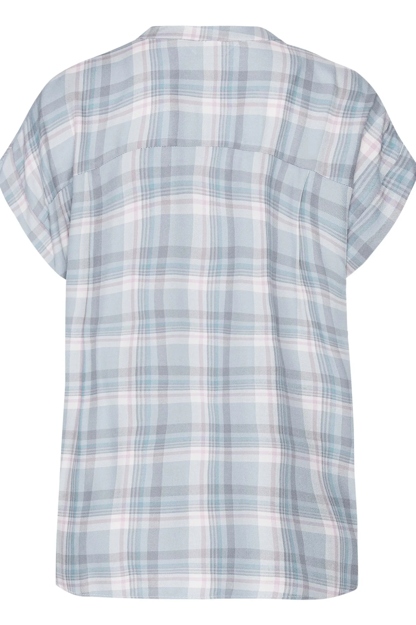 M&Co Womens M&Co Blue Check Grown On Sleeve Shirt