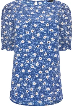 M&Co Womens M&Co Blue Daisy Print Blouse