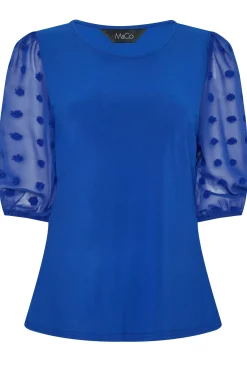 M&Co Womens M&Co Blue Dobby Sleeve Blouse