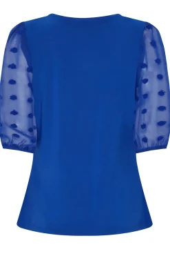 M&Co Womens M&Co Blue Dobby Sleeve Blouse