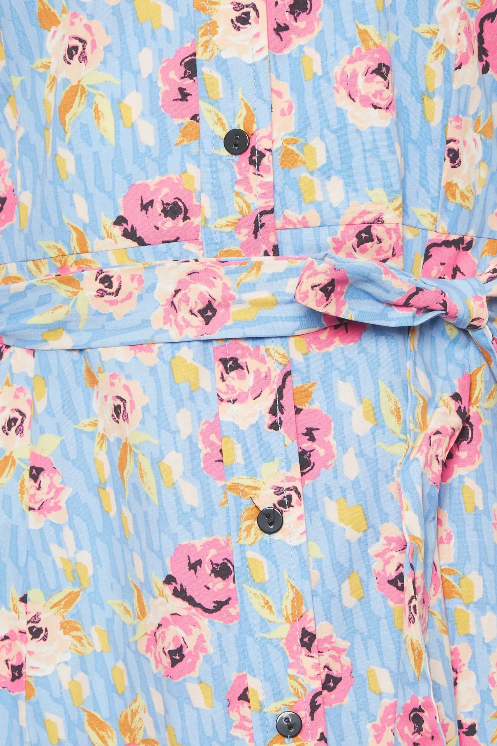 M&Co Womens M&Co Blue Floral Print Tie Waist Shirt Dress