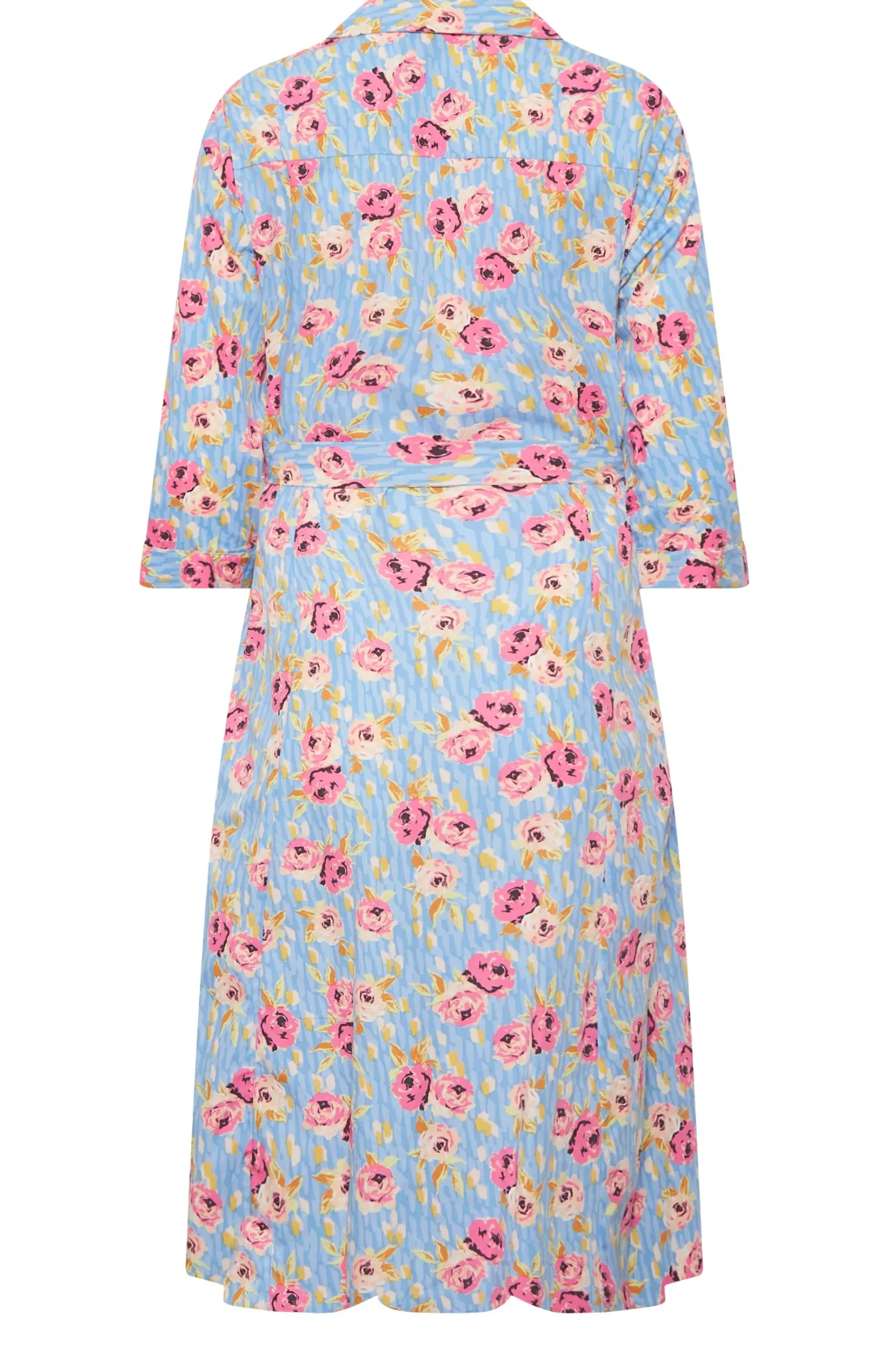 M&Co Womens M&Co Blue Floral Print Tie Waist Shirt Dress