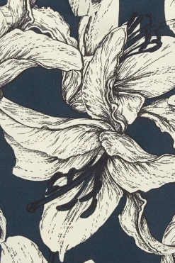 M&Co Womens M&Co Blue Floral Print 3/4 Sleeve Blouse