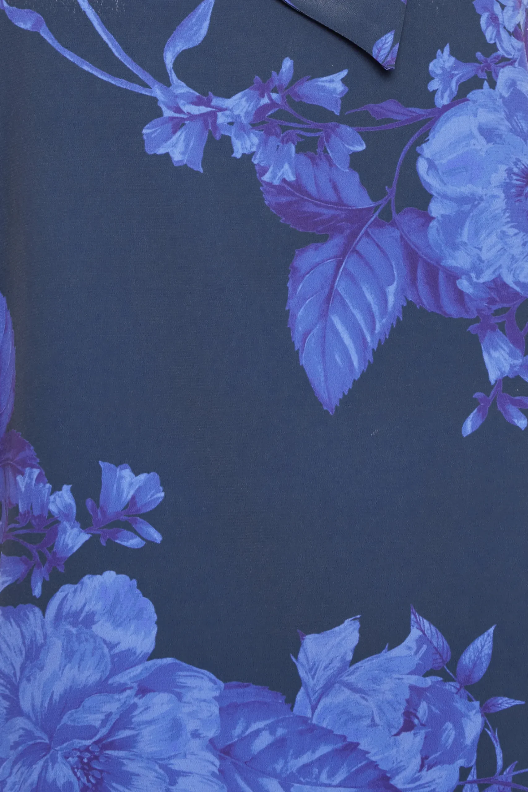 M&Co Womens M&Co Blue Floral Print Tie Neck Bubble Hem Blouse
