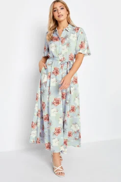 M&Co Womens M&Co Blue Floral Print Shirt Dress