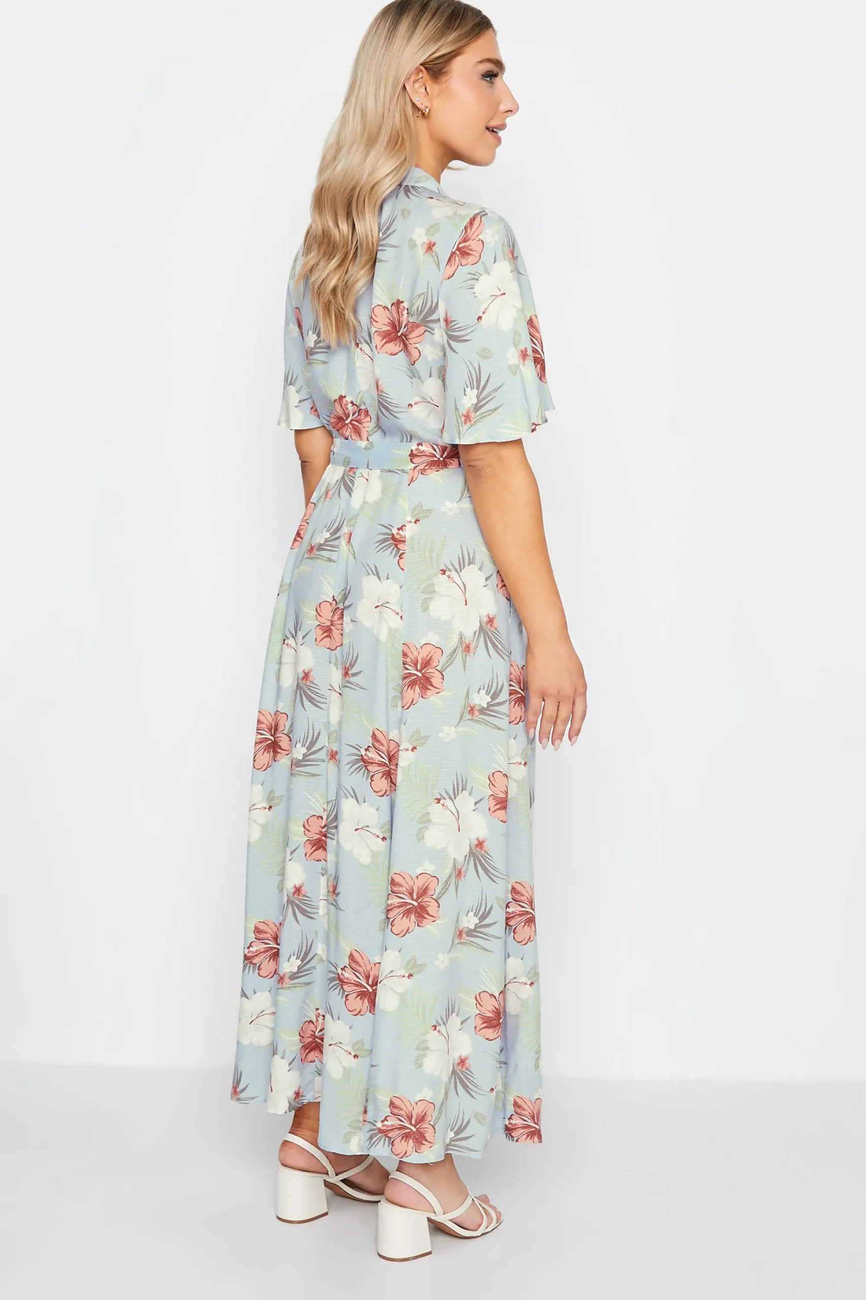 M&Co Womens M&Co Blue Floral Print Shirt Dress