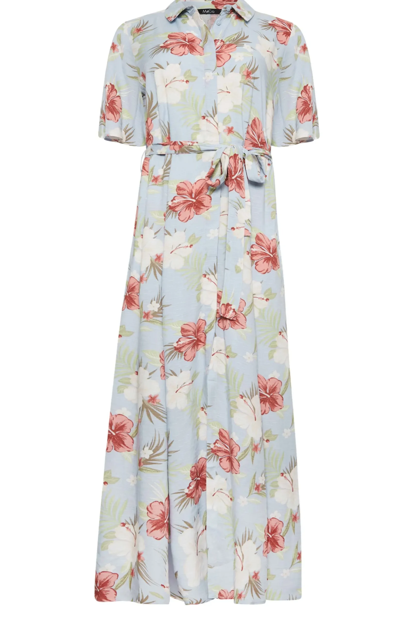 M&Co Womens M&Co Blue Floral Print Shirt Dress