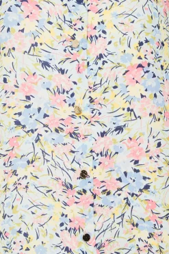 M&Co Womens M&Co Blue Floral Print Frill Sleeve Blouse