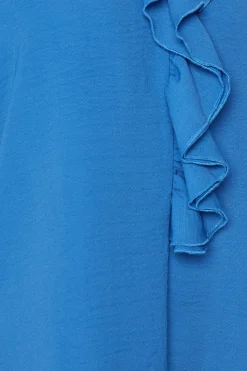 M&Co Womens M&Co Blue Frill Front Blouse