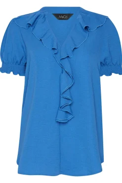 M&Co Womens M&Co Blue Frill Front Blouse