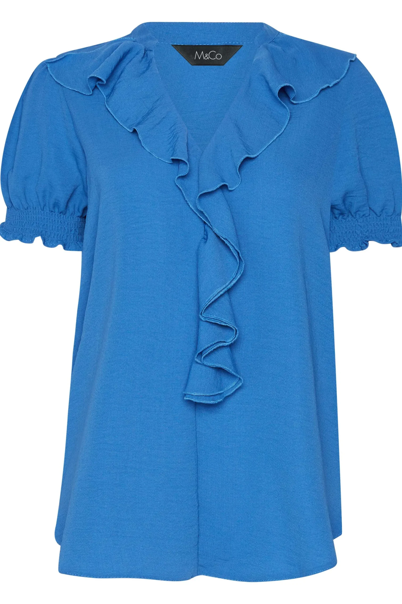 M&Co Womens M&Co Blue Frill Front Blouse