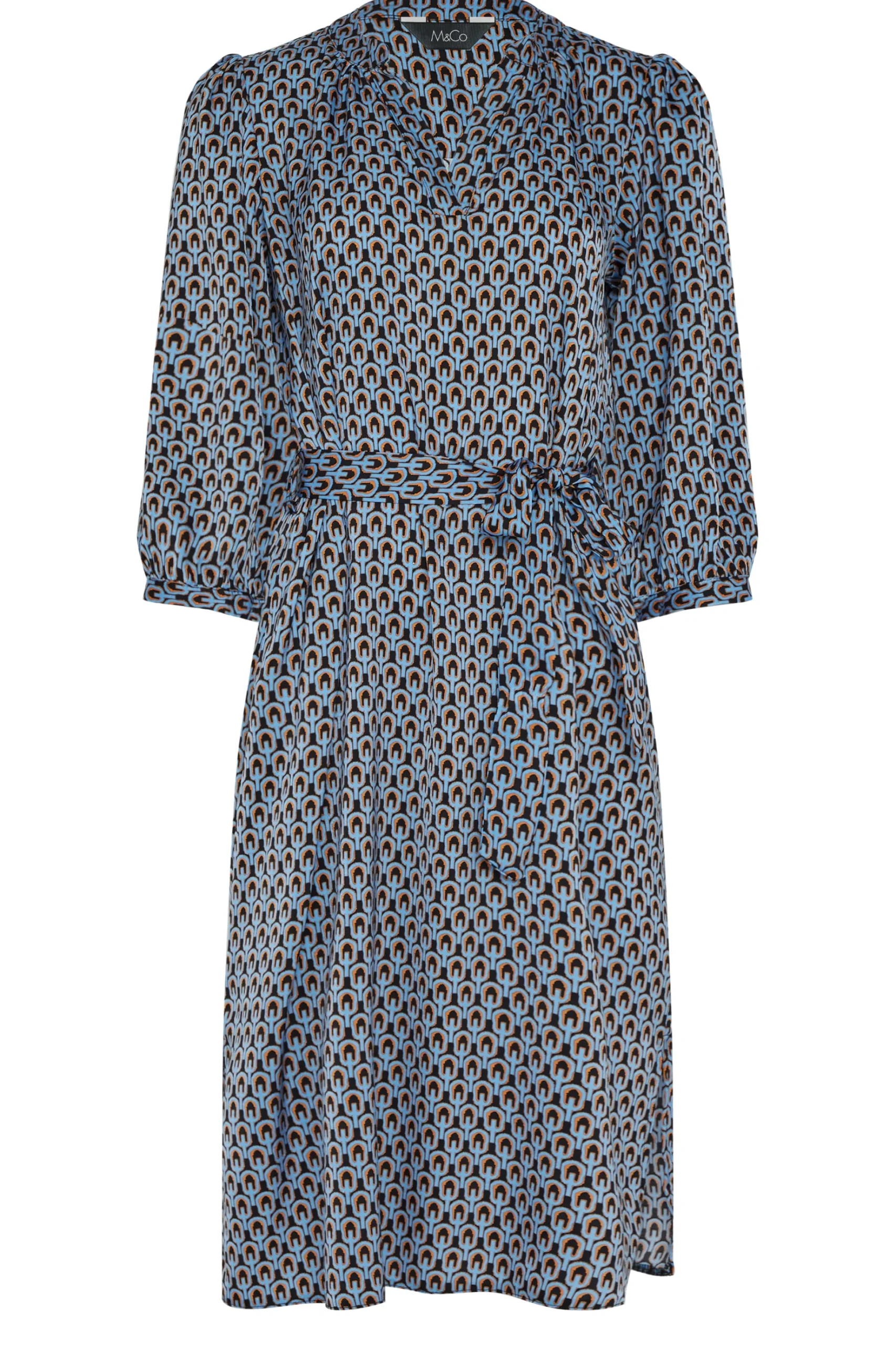 M&Co Womens M&Co Blue Geometric Print Tunic Dress