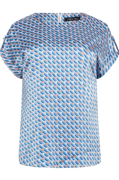 M&Co Womens M&Co Blue Geometric Print Blouse