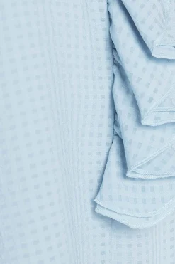 M&Co Womens M&Co Blue Gingham Frill Front Blouse