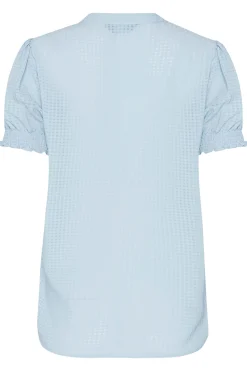 M&Co Womens M&Co Blue Gingham Frill Front Blouse