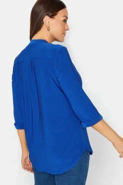 M&Co Womens M&Co Blue Half Placket Jersey Shirt