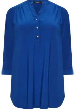 M&Co Womens M&Co Blue Half Placket Jersey Shirt