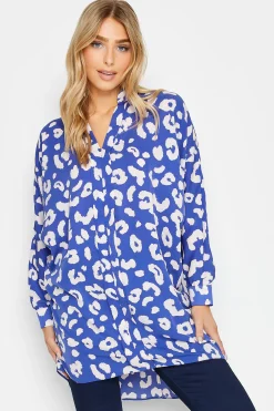 M&Co Womens M&Co Blue Leopard Print Blouse