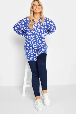 M&Co Womens M&Co Blue Leopard Print Blouse