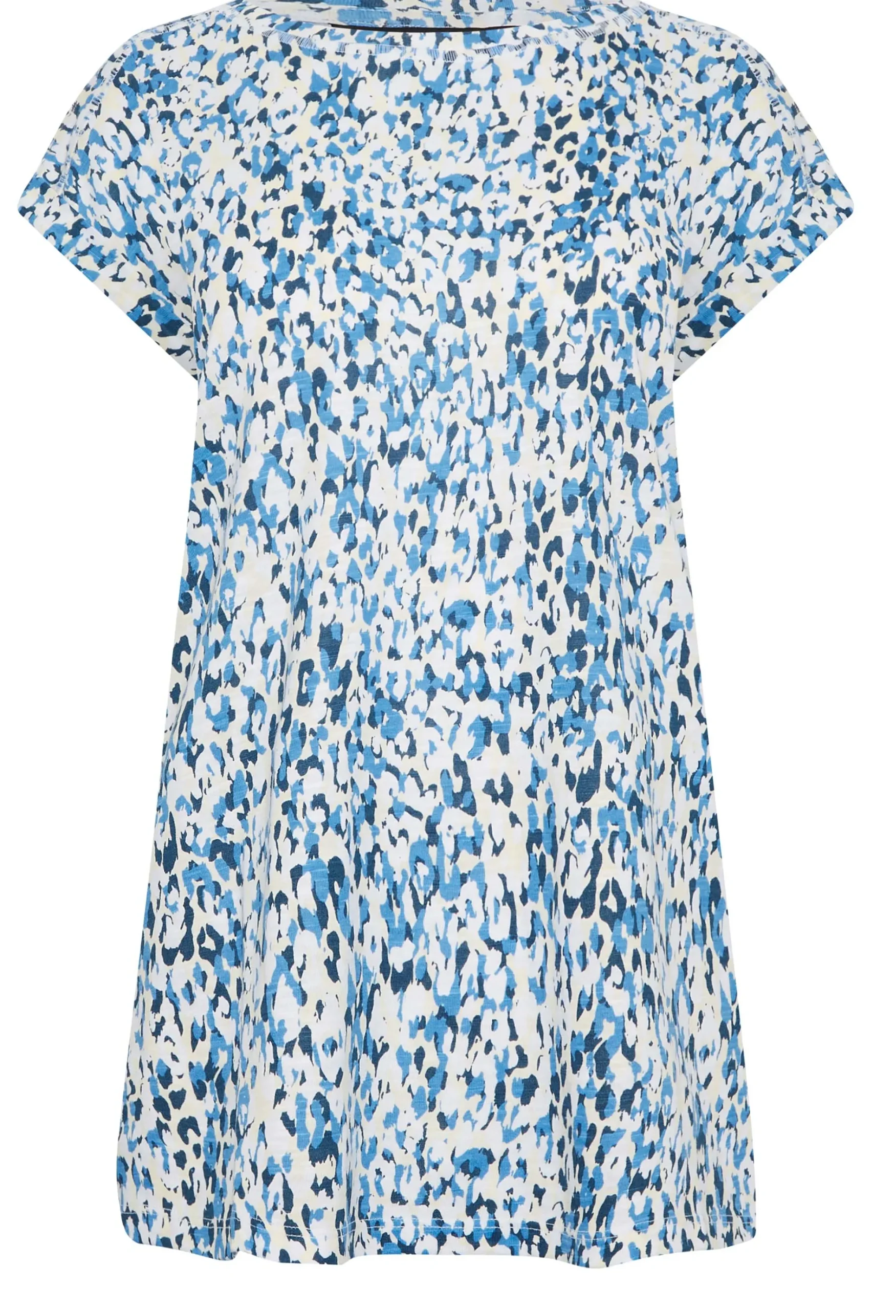 M&Co Womens M&Co Blue Leopard Print Short Sleeve Cotton Blend Top