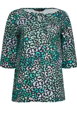M&Co Womens M&Co Blue Leopard Print Tie Front Top